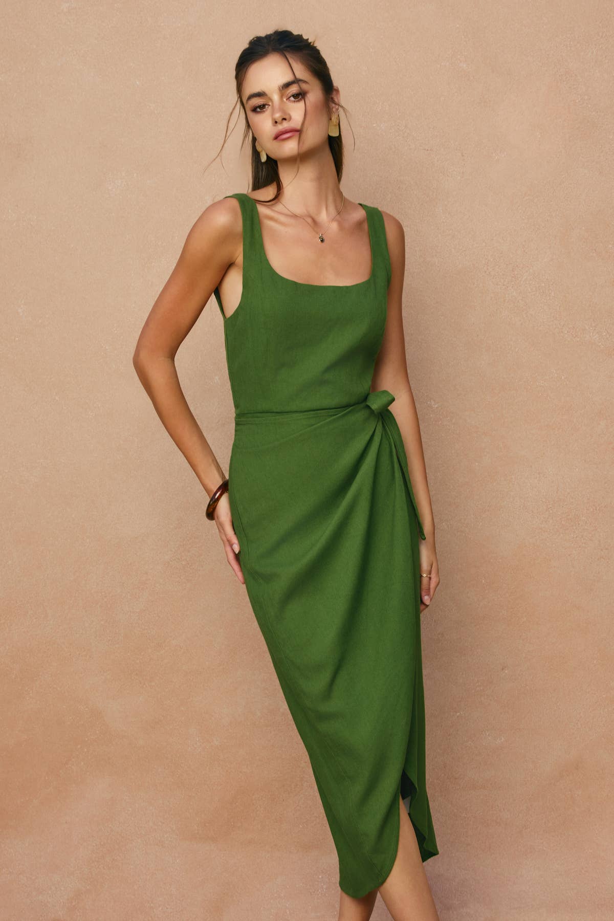 Tulip Hem Midi Wrap Dress