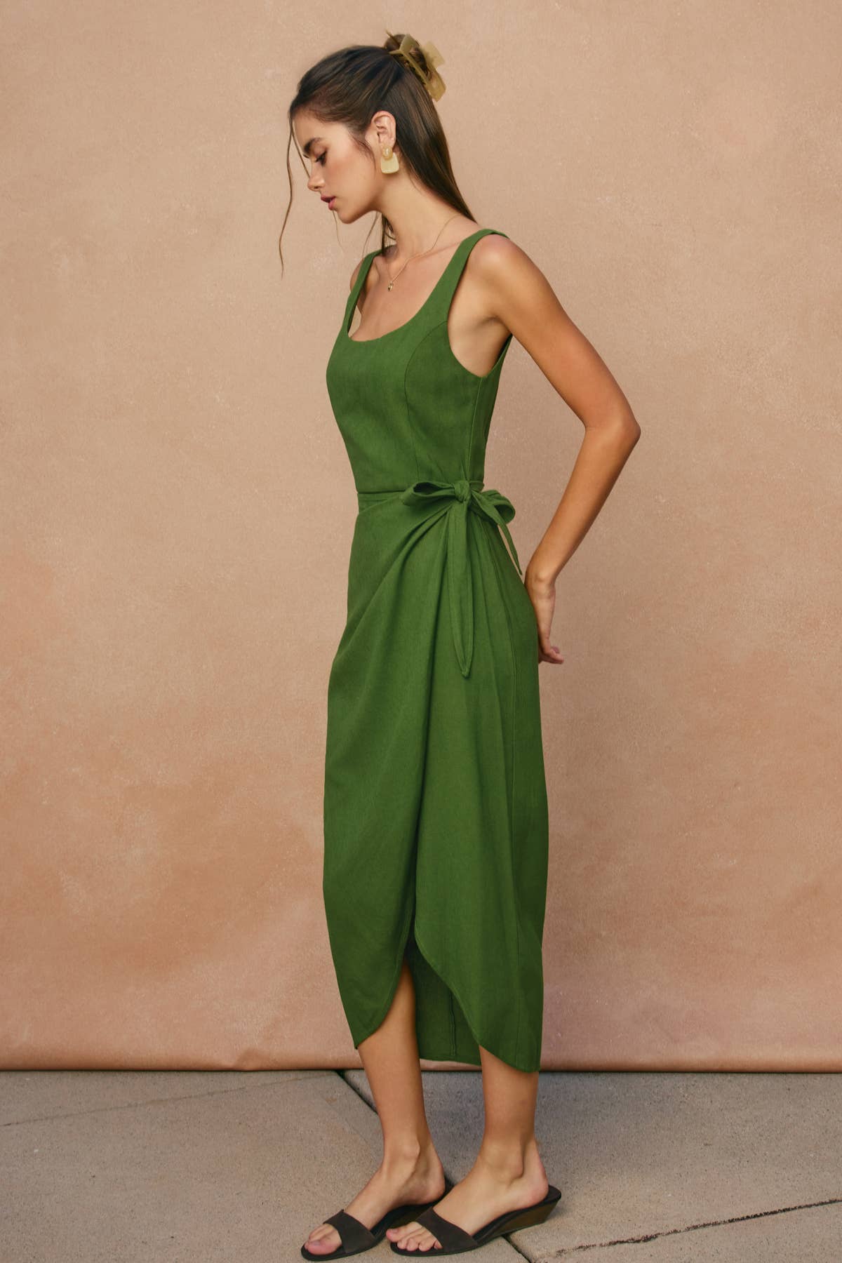 Tulip Hem Midi Wrap Dress