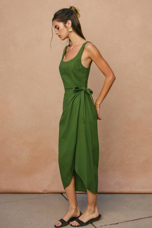 Tulip Hem Midi Wrap Dress