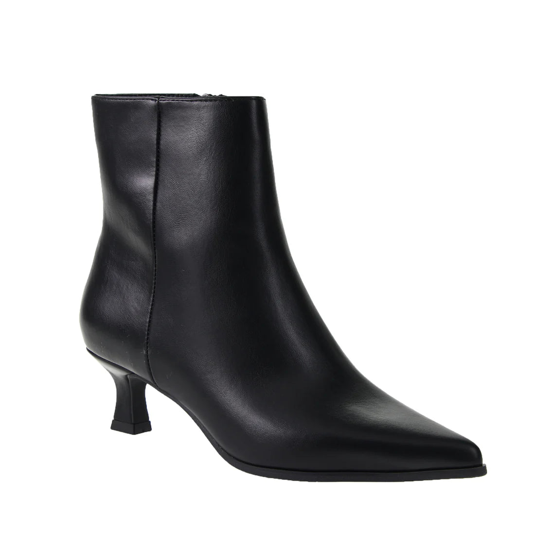 Novalie Smooth Black Leather Bootie