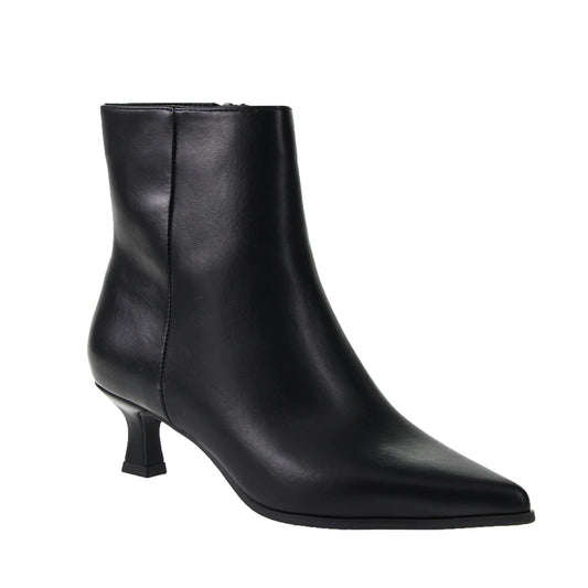 Novalie Smooth Black Leather Bootie