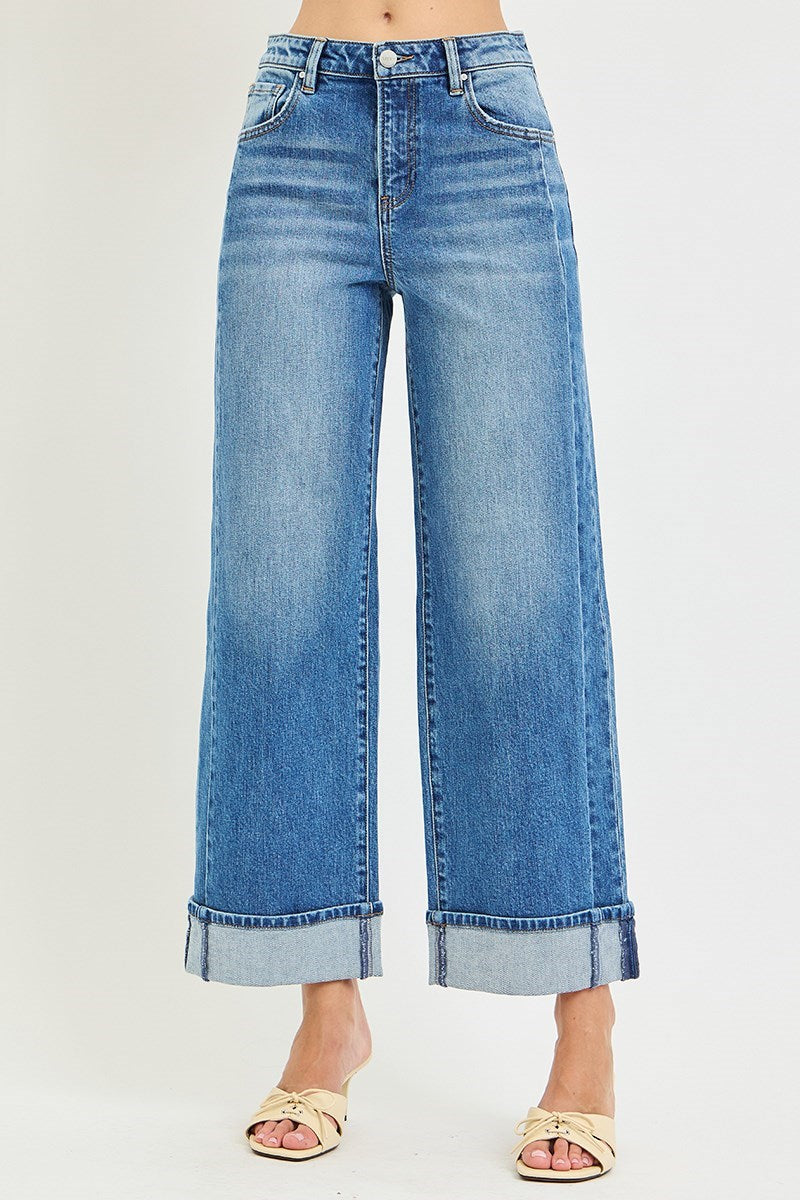 Oakley Crop Wide Leg Cuffed Jeans