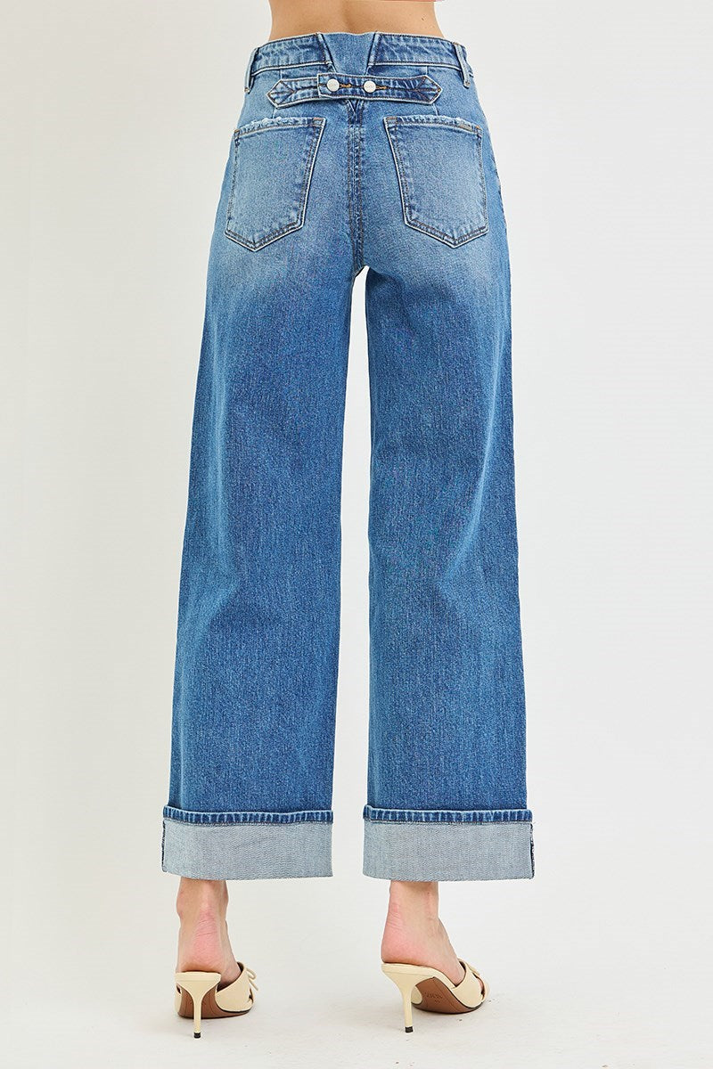 Oakley Crop Wide Leg Cuffed Jeans