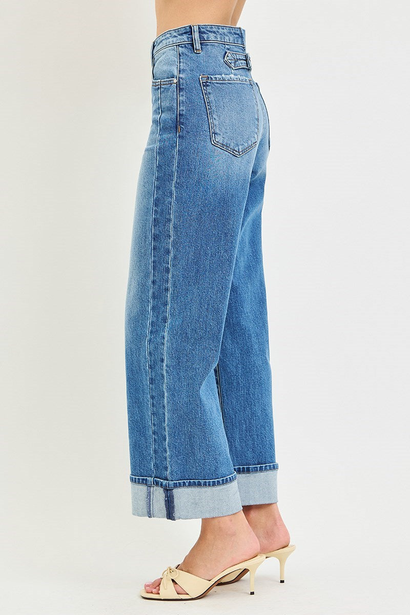Oakley Crop Wide Leg Cuffed Jeans