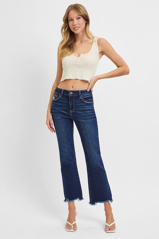 Teala HR Crop Straight-Slim Jeans