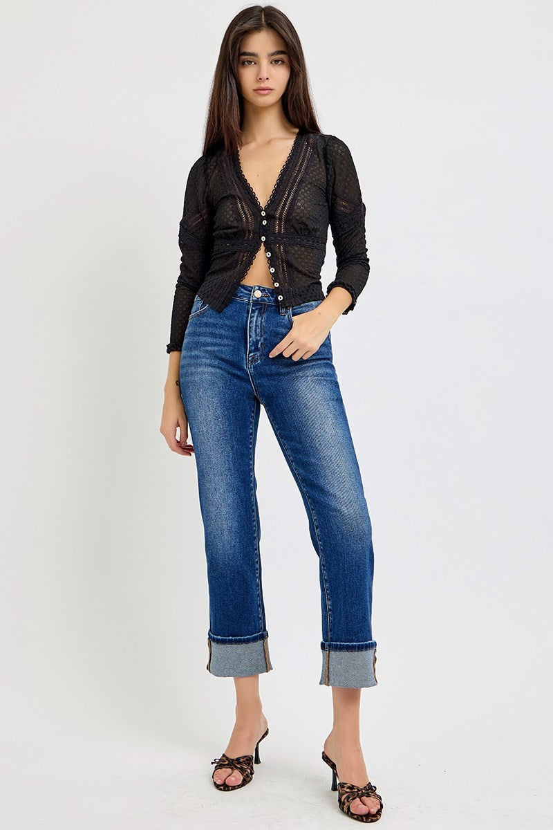 Monroe Hight rise Ankle Straight Cuffed