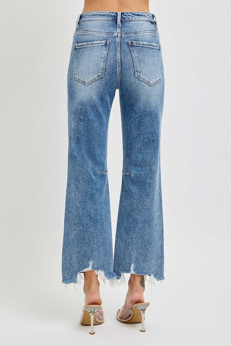 Airee HR Crop Straight Distressed Hem