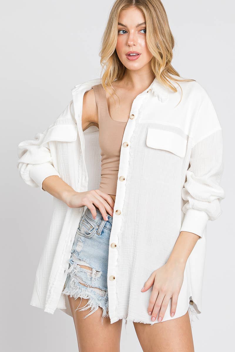 Mineral Washed Gauze Top.