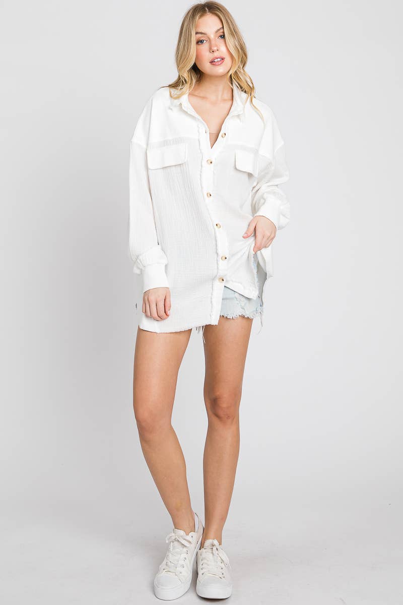 Mineral Washed Gauze Top.