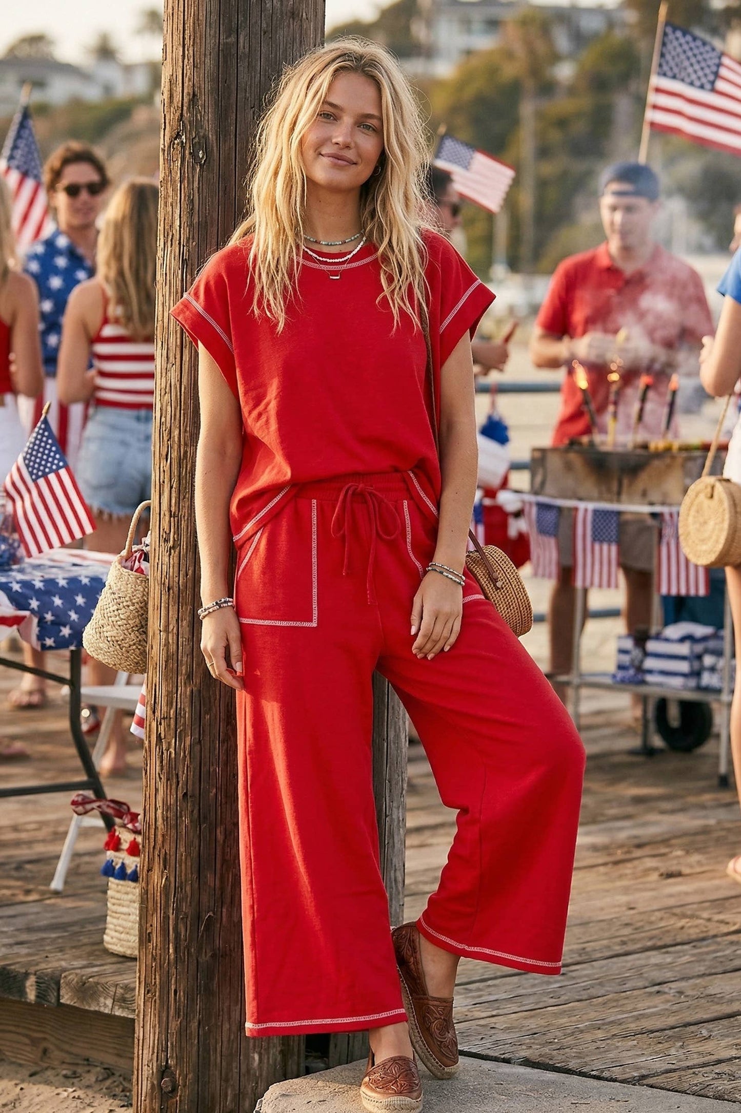 Sianne Contrast Stitch Scuba  Set