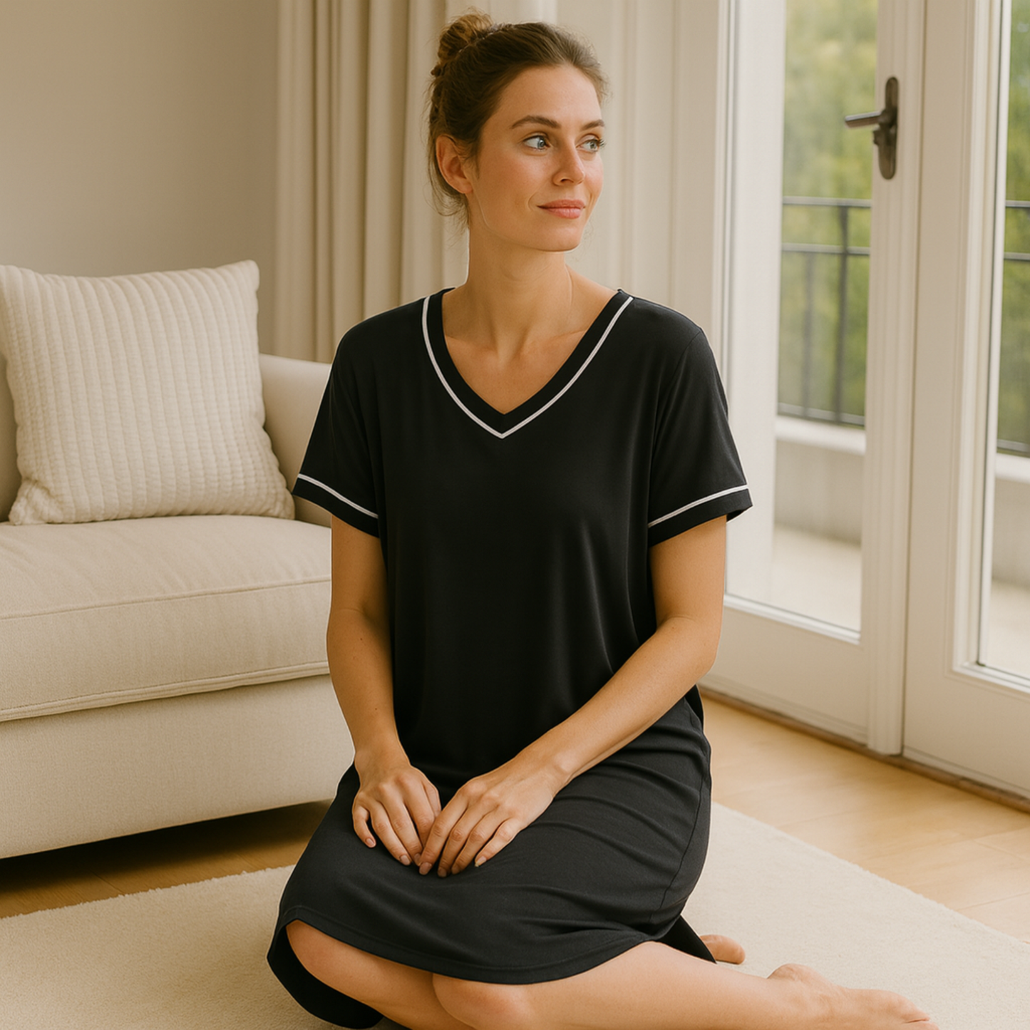 Built-in Bra Modal Pajama Dress