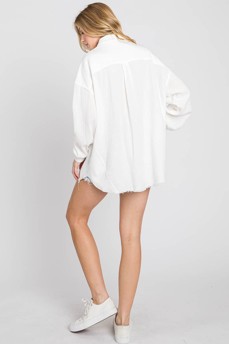 Mineral Washed Gauze Top.