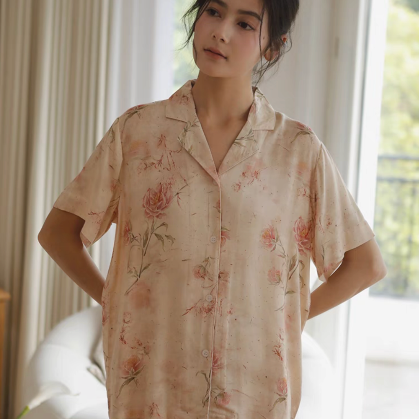 Vintage Rose Short-Sleeve Pajama Set