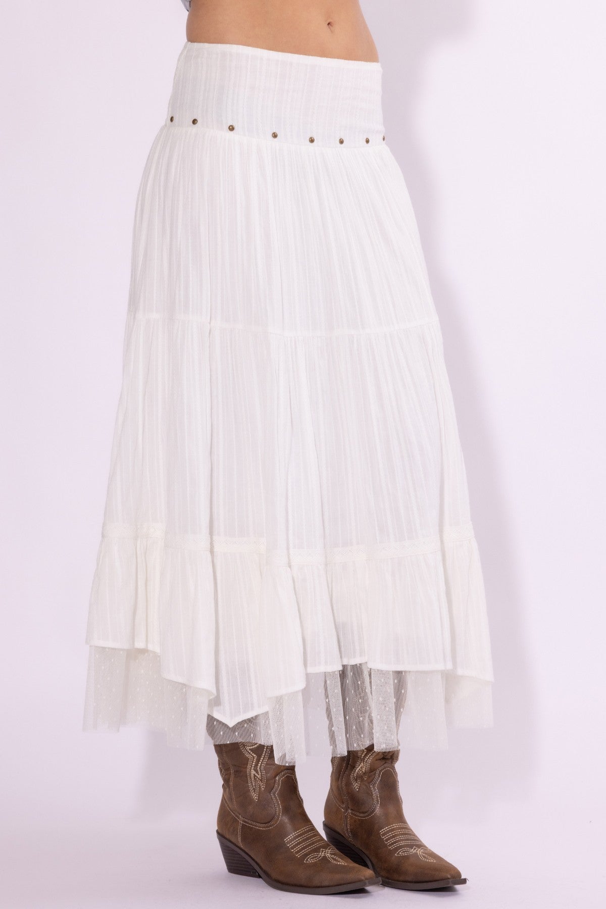 Cheyanne Studded & Lace Skirt