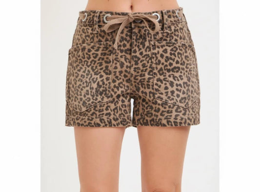 Leopard Print  Patch Pocket Shorts